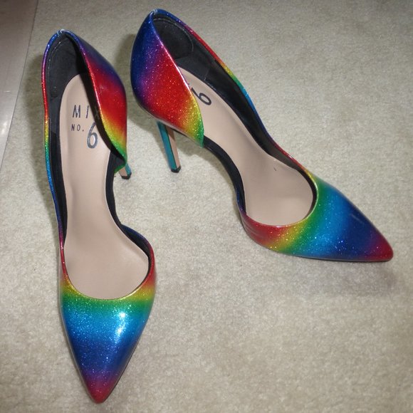 DSW 🌈RAINBOW multi-colour sparkly D'Orsay party pumps🌈 - Picture 8 of 8